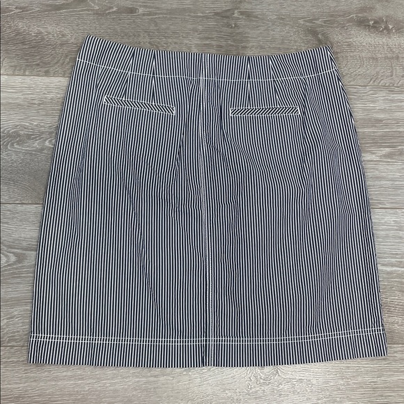 NWT Talbots Petites Navy White Striped Nautical Cotton Skirt Button Detail 8P - Picture 13 of 14